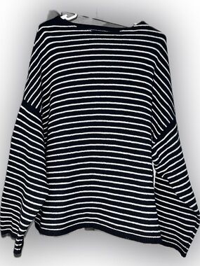 Classic Navy and White Striped oversized unisex lrg all saints boxy fit Sweater